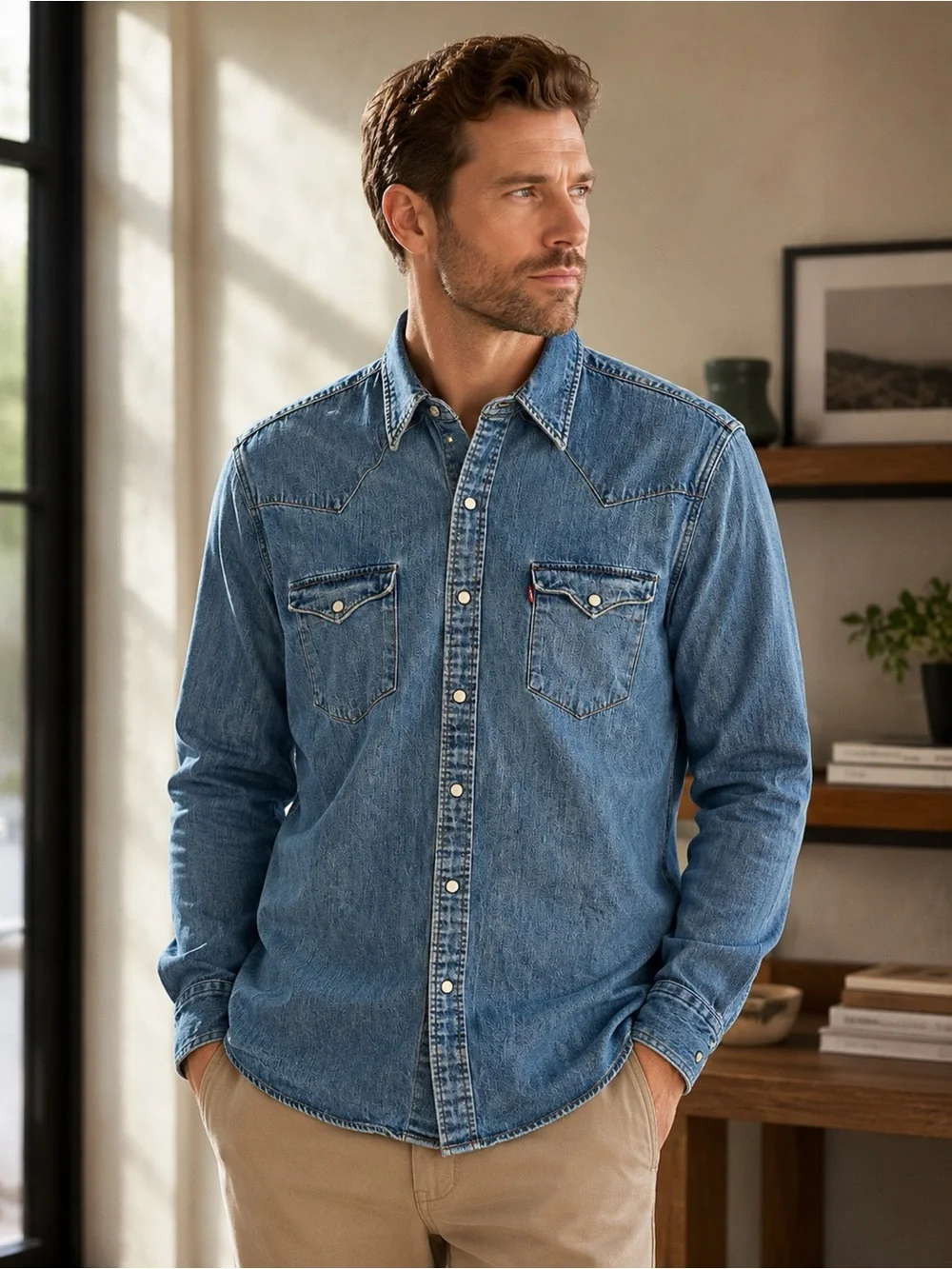 Levi’s Men’s Denim Western Shirt – Size L